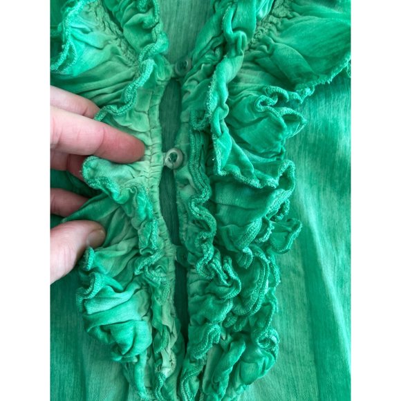 RA-RE Womens Dress Swim Cover Up Ruffle‎ Neck Silk Blend Green 44 IT 6-8 Logo - Picture 6 of 11